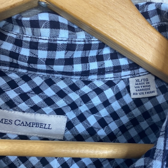 James Cambell Button Down Short Sleeve Collared Shirt Gingham Size: XL - Picture 4 of 5